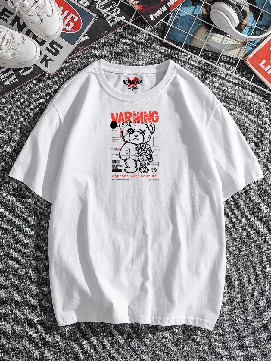 Muška majica WARNING bijelo Oversized