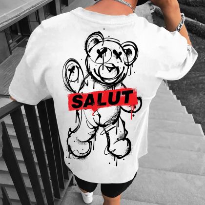 Muška majica SALUT bijelo (Oversized)