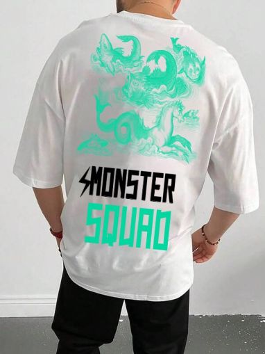 Muška majica MONSTER SQUAD Oversized bijelo