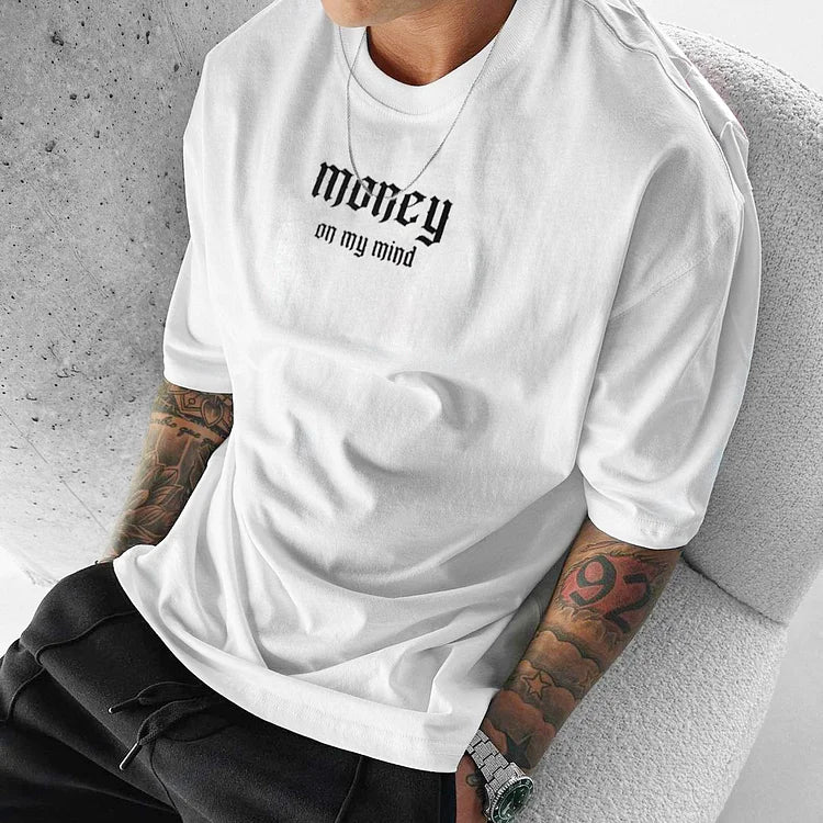 Muška majica MONEY on MY MIND bijelo (Oversized)