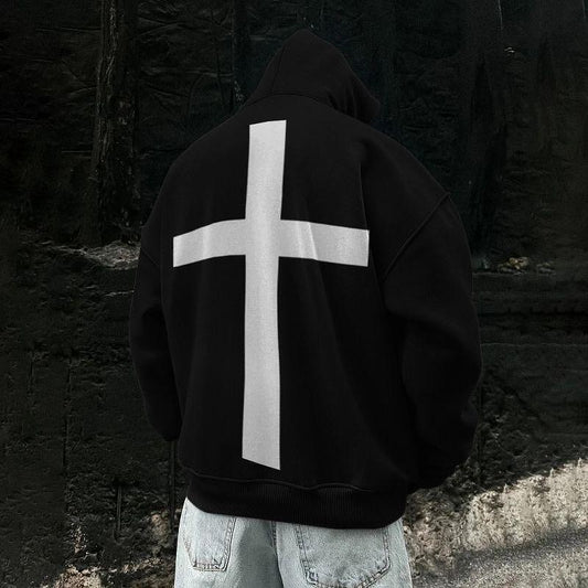 Muška majica s kapuljačom Križ #1 - Crna